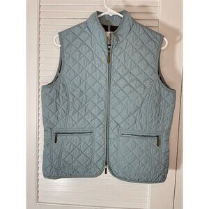 Van Heusen Women's Quilted Vest Medium Light Blue Zip Front Pockets Lined